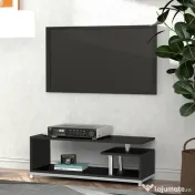 HOMCOM Mobilier TV din Lemn, Negru, 114x40x40.5cm 