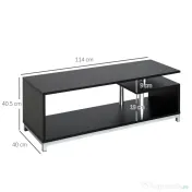 HOMCOM Mobilier TV din Lemn, Negru, 114x40x40.5cm 