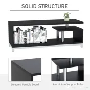 HOMCOM Mobilier TV din Lemn, Negru, 114x40x40.5cm 