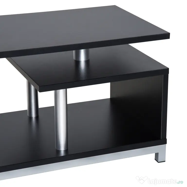HOMCOM Mobilier TV din Lemn, Negru, 114x40x40.5cm
