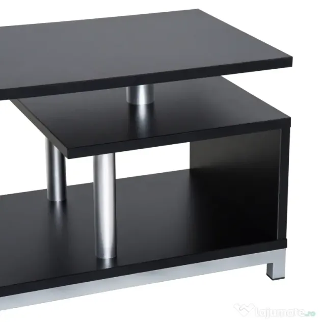 HOMCOM Mobilier TV din Lemn, Negru, 114x40x40.5cm