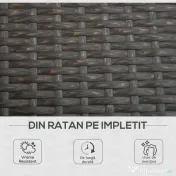 Outsunny Sezlong cu 2 Locuri din PE Ratan Maro cu Saltea Alba 195 x 120 x 28 cm