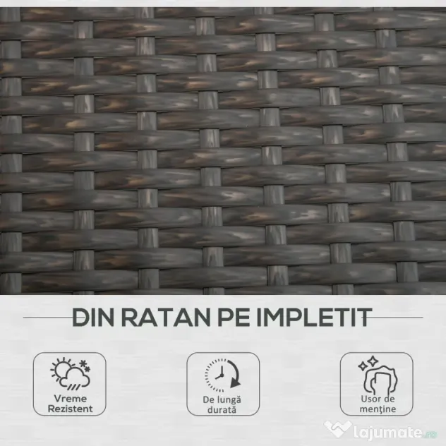 Outsunny Sezlong cu 2 Locuri din PE Ratan Maro cu Saltea Alba 195 x 120 x 28 cm