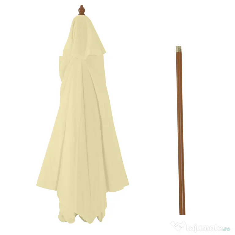 Outsunny Umbrelă de Grădină Pătrată cu Cadru din Lemn, pentru Terasă, Curte sau Piscină, Protecție Solară, 2.5x2.5 m, Crem