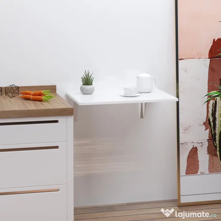 Homcom Masuta Perete Rabatabila – MDF & Metal, Ideala pentru Spatii Mici
