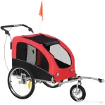 HOMCOM Remorcă pentru Bicicletă 2-în-1, Cărucior de Bicicletă pentru Animale, 155x83x108 cm, Roșu