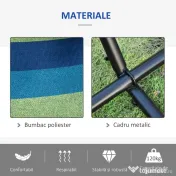 Outsunny Hamac de Grădină Suspendat 310x117 cm cu Înălțime Reglabilă și Suport, Capacitate 120 kg, Hamac Autoportant cu Geantă de Transport, pentru Camping, Grădină, Balcon, Patio, Verde și Albastru