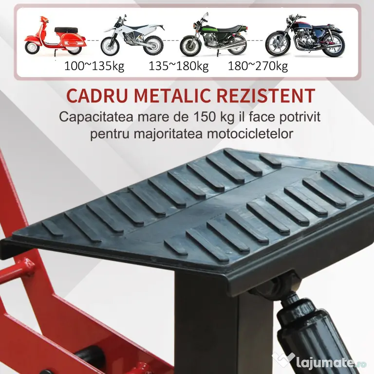 HOMCOM Cric Ridicare Motocicleta 150kg max cu Inaltime Reglabila