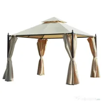 Outsunny Gazebo de Grădină 3x3m cu 4 Perdele Laterale și Acoperiș Dublu Bej