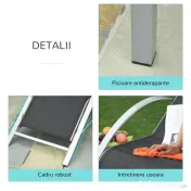 Outsunny Set 2 Sezlonguri de Gradina si 1 Masuta cu Raft din Sticla Negru