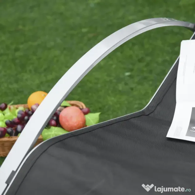 Outsunny Set 2 Sezlonguri de Gradina si 1 Masuta cu Raft din Sticla Negru