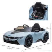 HOMCOM Licensed BMW i8 Coupé Masina Electrica, Telecomanda, MP3, Baterie pentru 3-8 Ani 