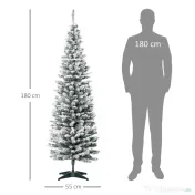 HOMCOM Pom de Craciun 180 cm Pin artificial acoperit cu plus alb cu 390 ramuri