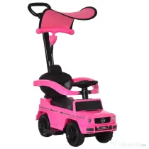 HOMCOM Mașinuță pentru copii cu licență Mercedes, pentru vârste între 12-36 luni, cu acoperiș și mâner, 85,5x40,5x95 cm, roz