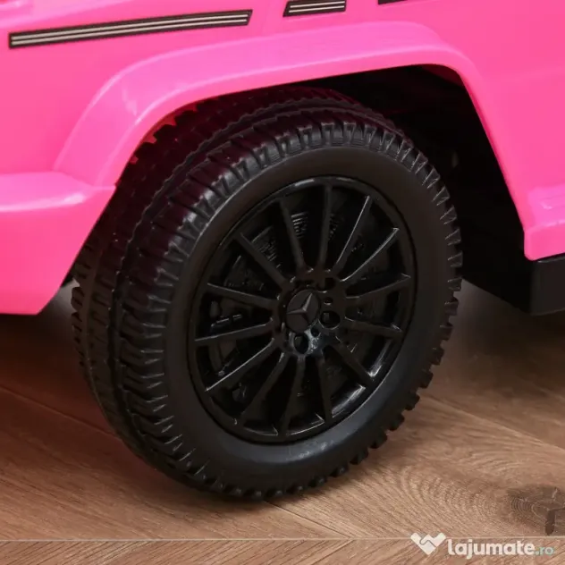 HOMCOM Mașinuță pentru copii cu licență Mercedes, pentru vârste între 12-36 luni, cu acoperiș și mâner, 85,5x40,5x95 cm, roz