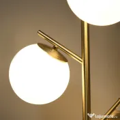 Homcom Lampa Podea Moderna – 3 Becuri Aurii, Otel & Sticla 