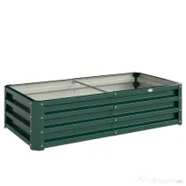 Outsunny Strat de Grădină Ridicat fără Bază, cu Strat Impermeabil, din Oțel Zincat, 120x60x30,5 cm, Verde