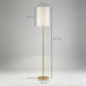 HOMCOM Lampadar cu Abajur din In și Dulie E27, In și Oțel, 25,5x25,5x157 cm, Auriu 