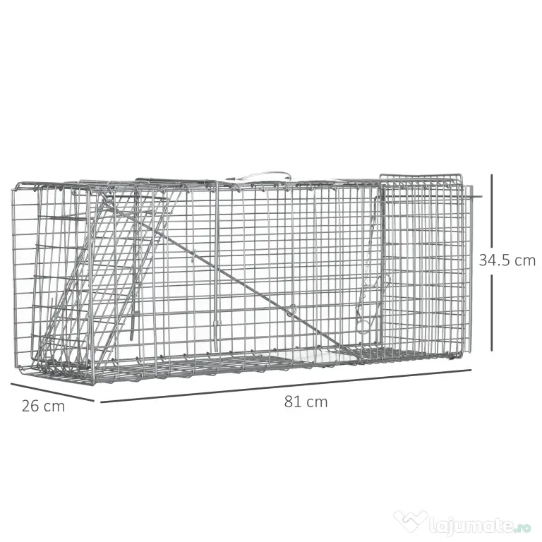 Outsunny Capcana pentru animale , 81 x 26 x 34,5 cm Cusca umana pentru rozatoare pentru iepuri, pisici fara stapan, marmote, chipmunks, veverite, Argintie