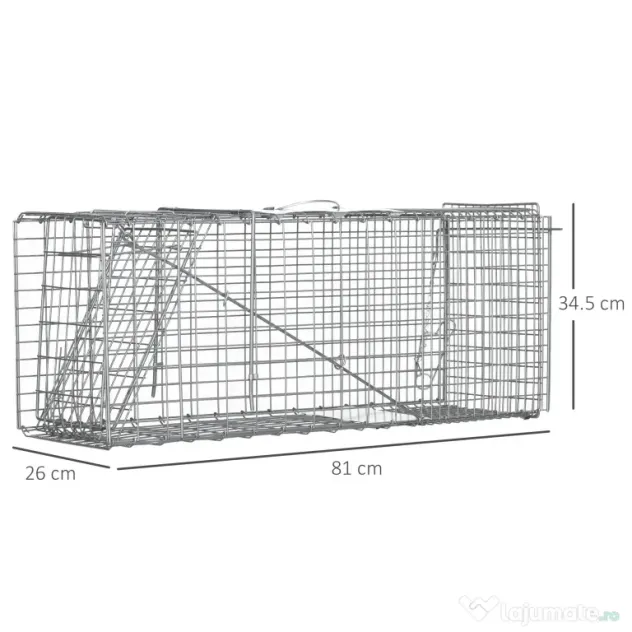 Outsunny Capcana pentru animale , 81 x 26 x 34,5 cm Cusca umana pentru rozatoare pentru iepuri, pisici fara stapan, marmote, chipmunks, veverite, Argintie