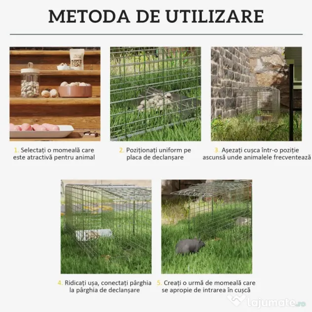 Outsunny Capcana pentru animale , 81 x 26 x 34,5 cm Cusca umana pentru rozatoare pentru iepuri, pisici fara stapan, marmote, chipmunks, veverite, Argintie