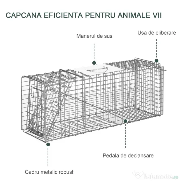 Outsunny Capcana pentru animale , 81 x 26 x 34,5 cm Cusca umana pentru rozatoare pentru iepuri, pisici fara stapan, marmote, chipmunks, veverite, Argintie