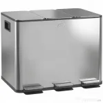 HOMCOM Coș de Gunoi cu 3 Compartimente de 20L cu Închidere Silențioasă, din Oțel Inoxidabil și PP, 61.9x36.6x56.7 cm