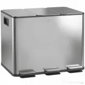 HOMCOM Coș de Gunoi cu 3 Compartimente de 20L cu Închidere Silențioasă, din Oțel Inoxidabil și PP, 61.9x36.6x56.7 cm 