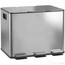 HOMCOM Coș de Gunoi cu 3 Compartimente de 20L cu Închidere Silențioasă, din Oțel Inoxidabil și PP, 61.9x36.6x56.7 cm