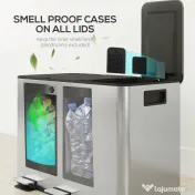 HOMCOM Coș de Gunoi cu 3 Compartimente de 20L cu Închidere Silențioasă, din Oțel Inoxidabil și PP, 61.9x36.6x56.7 cm 