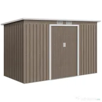 Outsunny Depozit de Grădină din Oțel cu 2 Orificii de Aerisire și 2 Uși Glisante, 280 x 130 x 172 cm, Gri Lemn