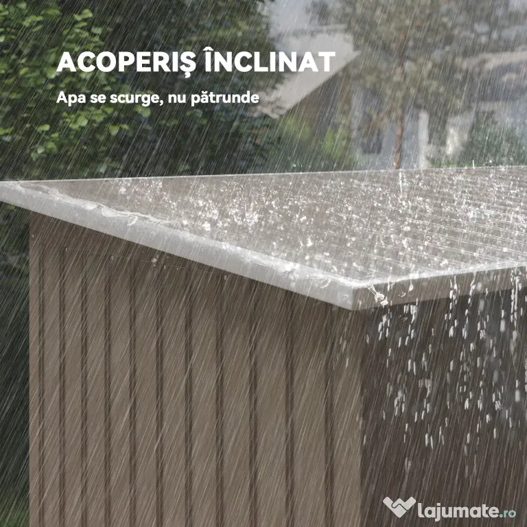 Outsunny Depozit de Grădină din Oțel cu 2 Orificii de Aerisire și 2 Uși Glisante, 280 x 130 x 172 cm, Gri Lemn