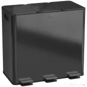 HOMCOM Bidone Immondizia a 3 Sezioni da 20L con Chiusura Silenziosa, in Acciaio Inox e PP, 61.9x36.6x56.7 cm, Nero 