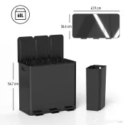 HOMCOM Bidone Immondizia a 3 Sezioni da 20L con Chiusura Silenziosa, in Acciaio Inox e PP, 61.9x36.6x56.7 cm, Nero 