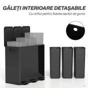 HOMCOM Bidone Immondizia a 3 Sezioni da 20L con Chiusura Silenziosa, in Acciaio Inox e PP, 61.9x36.6x56.7 cm, Nero 