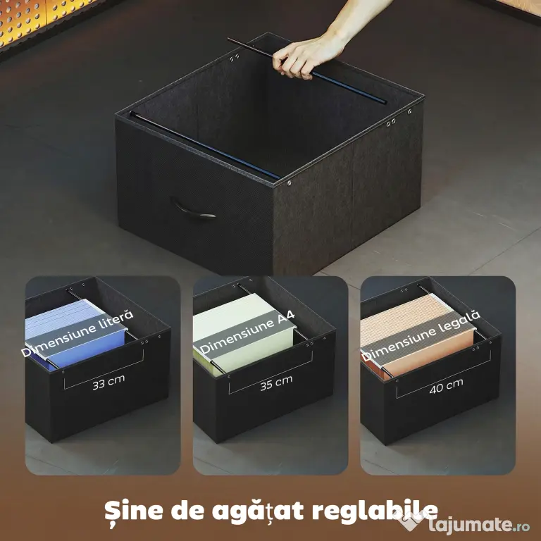HOMCOM Birou Gaming Reversibil în Formă de L cu LED, 192,5cm Birou Colțar cu Prize Electrice, Suport Monitor și CPU, 2 Sertare din Material Textil pentru Documente A4/Legal, pentru Casă Birou Studio, Negru