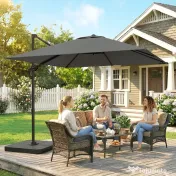 Outsunny Umbrelă de grădină suspendată, 2,4x2,4m, gri 