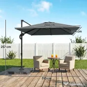 Outsunny Umbrelă de grădină suspendată, 2,4x2,4m, gri 