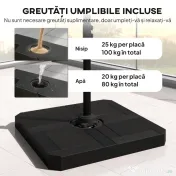 Outsunny Umbrelă de grădină suspendată, 2,4x2,4m, gri 