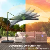 Outsunny Umbrelă de grădină suspendată, 2,4x2,4m, gri 