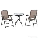Outsunny Set de mobilier pentru gradina cu masa din sticla securizata, maro