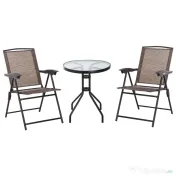 Outsunny Set de mobilier pentru gradina cu masa din sticla securizata, maro