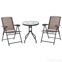 Outsunny Set de mobilier pentru gradina cu masa din sticla securizata, maro