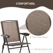 Outsunny Set de mobilier pentru gradina cu masa din sticla securizata, maro