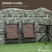 Outsunny Set de mobilier pentru gradina cu masa din sticla securizata, maro