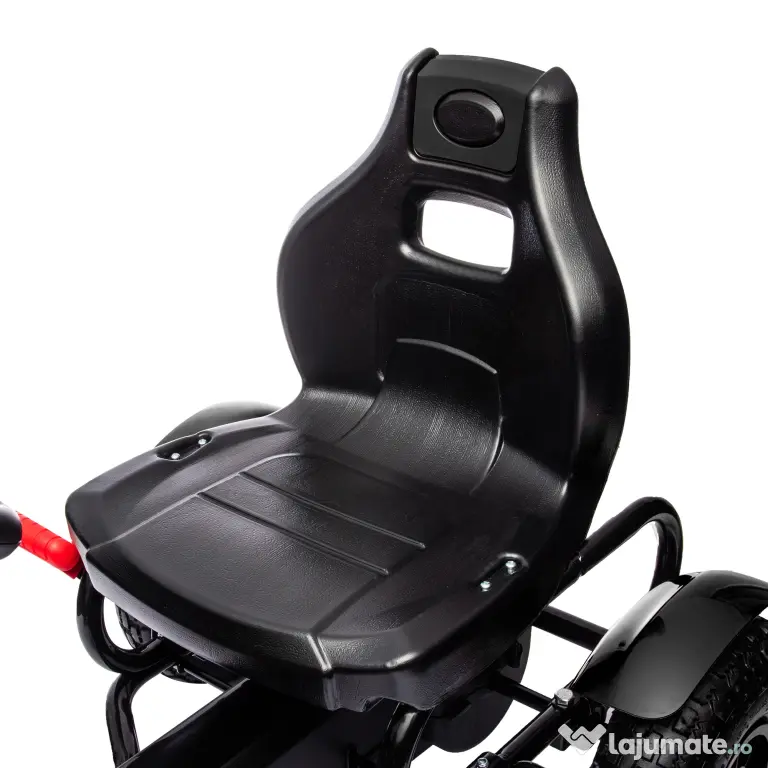 HOMCOM Go Kart cu Pedale pentru Copii 5-12 Ani din PP și Metal, Negru, cu Scaun Reglabil și Frână de Mână, 121x58x61 cm
