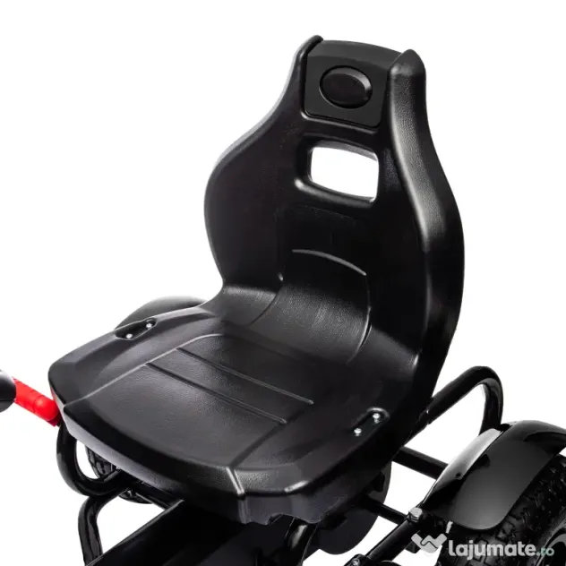 HOMCOM Go Kart cu Pedale pentru Copii 5-12 Ani din PP și Metal, Negru, cu Scaun Reglabil și Frână de Mână, 121x58x61 cm