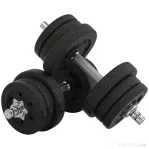 HOMCOM Set de gantere pentru sală de 25 kg în total, cu 12 discuri de greutăți și 2 bare de 2 kg, negru