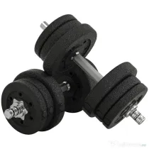 HOMCOM Set de gantere pentru sală de 25 kg în total, cu 12 discuri de greutăți și 2 bare de 2 kg, negru