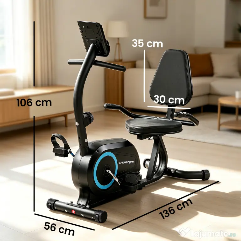 SPORTNOW bicicletă orizontală recumbentă pentru uz casnic